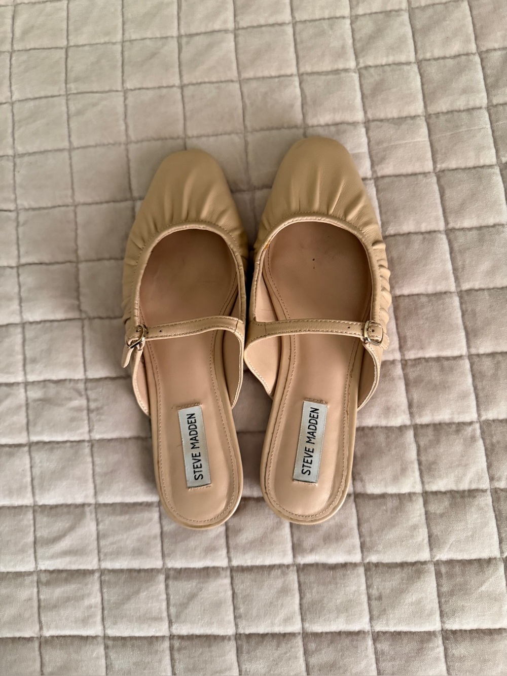 Steve Madden Beige Mary-Jane Mule Slides